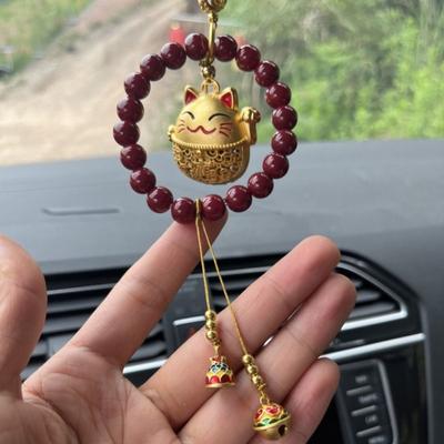 Cute Chinese Style Pendant Lucky Cat Key Chain Car Pendant Hand-woven Key Chain Strap Short Lanyard Maneki Neko Pendant Men