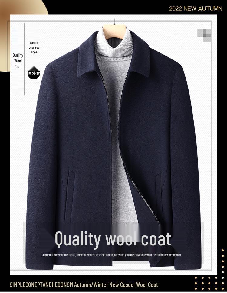 Men's Woolen Lapel Jacket with Detachable Liner - Warm and Thick for Autumn/Winter