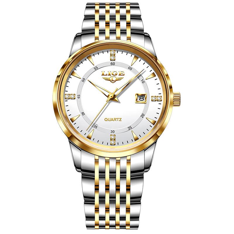 LIGE Men s Waterproof Quartz Watch - Luminous, Multifunctional, Calendar-Equipped Student Watch