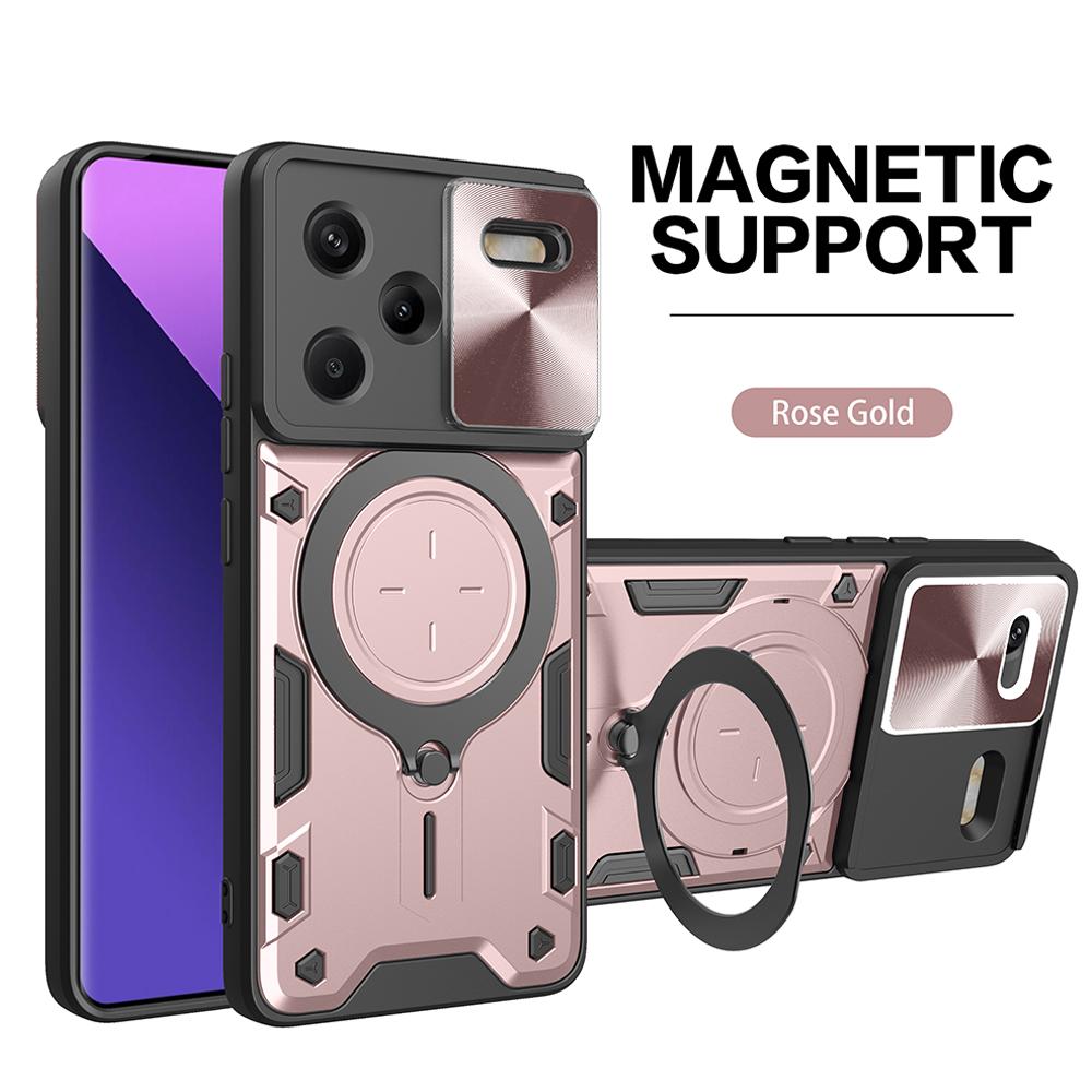Funda for Redmi Note 13 / 13 Pro Plus 5G Case for Xiaomi Redmi Note 13 Pro 4G Case Slide Camera Armor Magnetic Ring Stand Cover