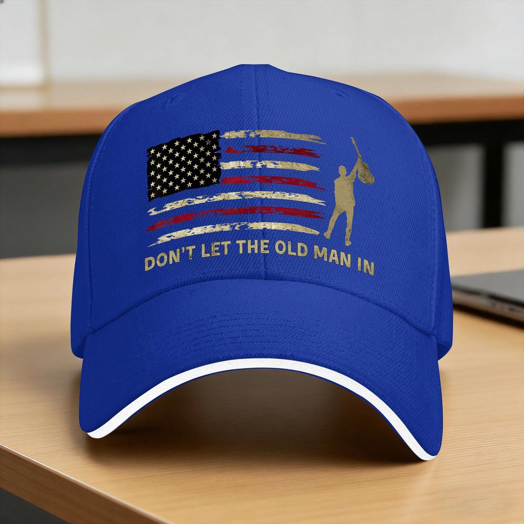 Dont Let The Old Unisex In American Flag Guitar Casual Baseball Cap Tennis Skate Trucker Hat Summer Hot Sale Unisex Snapback Cap