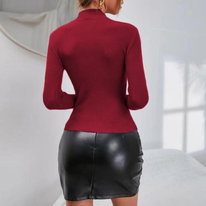 Dámské úplety Dlouhý rukáv Jednobarevný Žebrovaný úplet Svetr Spodní část Halenka Svetry Ležérní Slim svetr