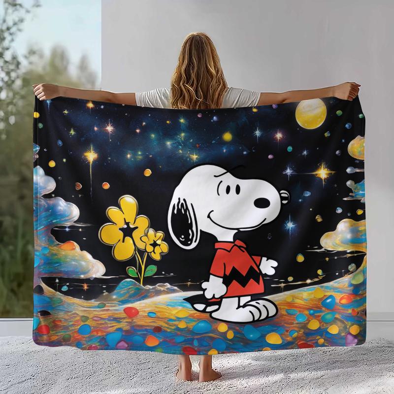 Cute Snoopy Dog Cartoon Flannel Blanket,Ultra Soft Warm Plush Throw for Home Bedroom Bed Sofa Cover Camping Picnic Gift