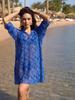 Russian Exclusive Mesh Print Seven-Sleeve Beach Cover-Up Shirt