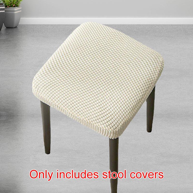 1Pc Stool Cover Dustproof Polyester Elastic Stool Chair Covers Removable Square Seat Cover Solid Color Chair Covers