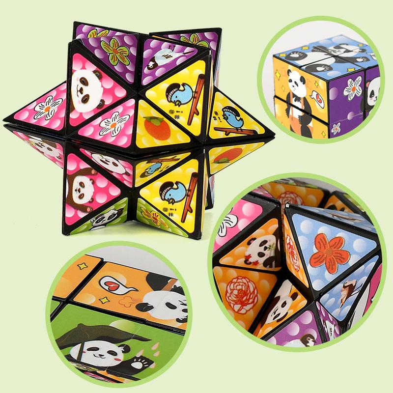 Magic Cube Panda 3D Folding Geometric Transform Toy Stress Relief & Brain Teaser for Kids