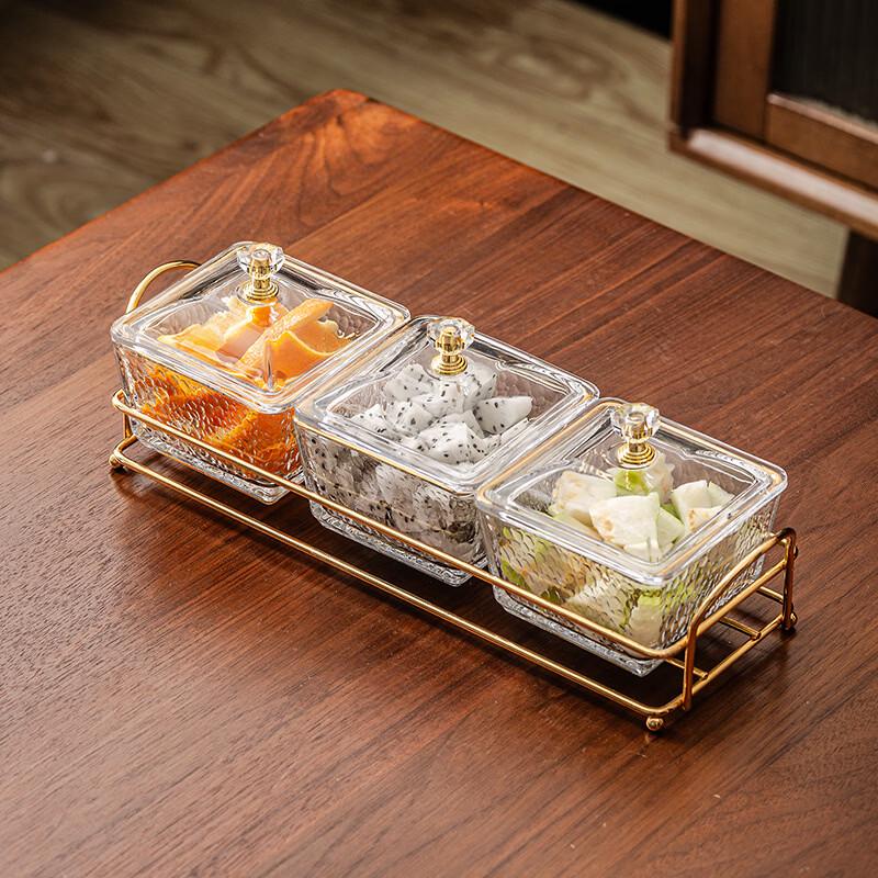 Bingyue Hammered Glass Divided Snack Dish Set