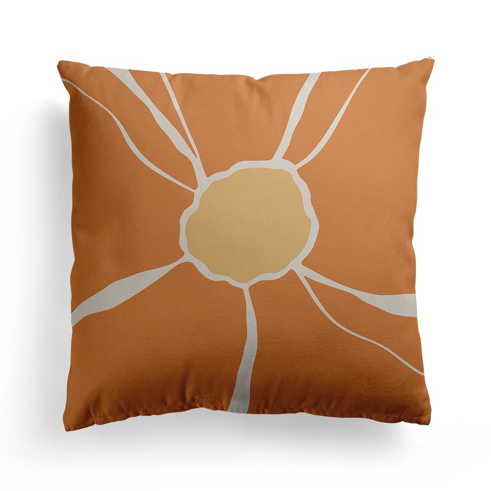 New Nordic Orange Geometric Pillowcase Floral Print Peach Leather Fleece Home Pillow Cushion Cover