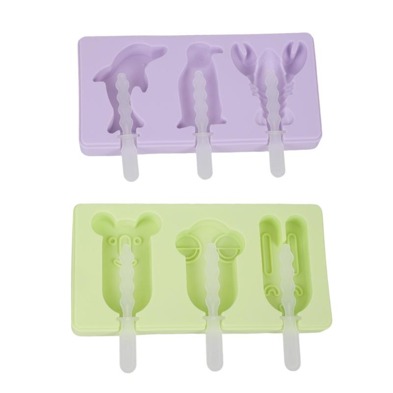 Cakesicles Molds Set of 2 Silicone Cake Stick Molds 3 Cavities Ice Cream Cake Stick Molds with 6Sticks for DIY Ice Lolly