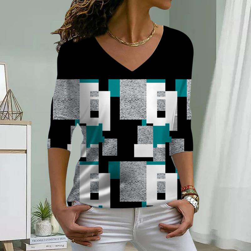 Verwelkte Blätter im Herbst-Print Damen-T-Shirts Damen-Tops Langarm-V-Ausschnitt-Pullover Femme-T-Shirts T-Shirt für Frauen