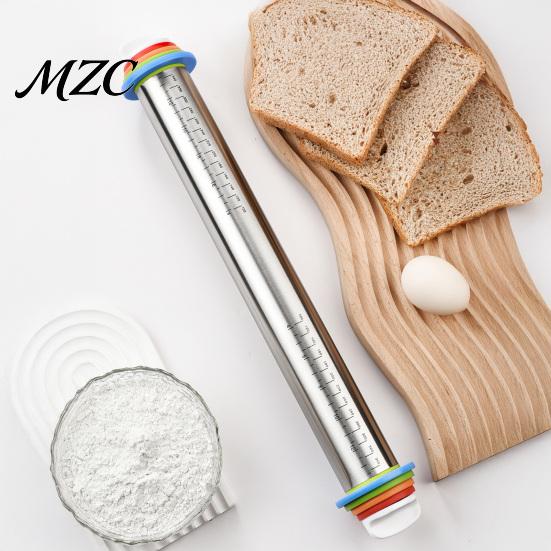 Precision Control Roller for Dough Rolling Pin with Thickness Rings, Ergonomic Measurement Markings Kitchen Tool, Lightweight Pizza Crust Non-Stick
