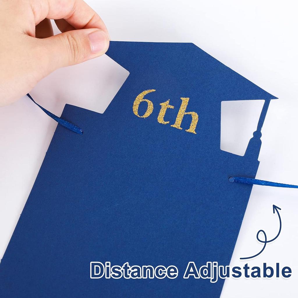 Whaline 2Pcs Graduation Photo Banner, Congrats Grad Banner, No DIY Require Hanging Bunting, Kindergarten to 12th Grade Picture Garland with Blue Gold