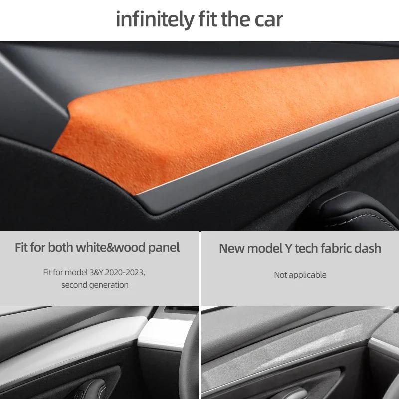 Italy Super Suede Door Handle Panel Trim Cover Door Sticker For Tesla Model 3 Y - Styling Interior Decoration Accessory