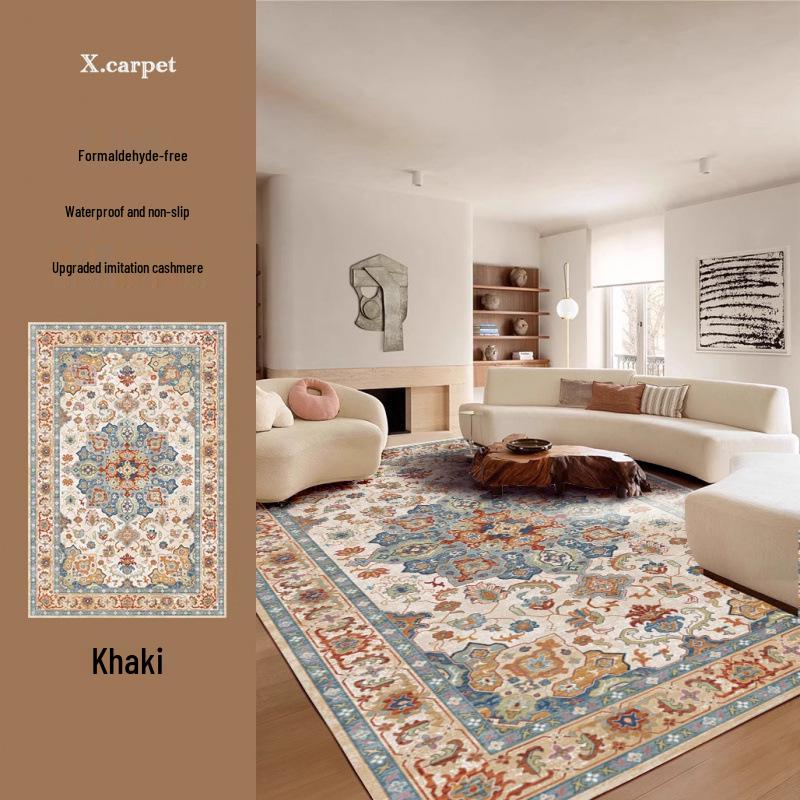 Persian Style Imitation Cashmere Non-Slip Rug - Machine Washable Living Room, Bedroom, or Coffee Table Floor Mat