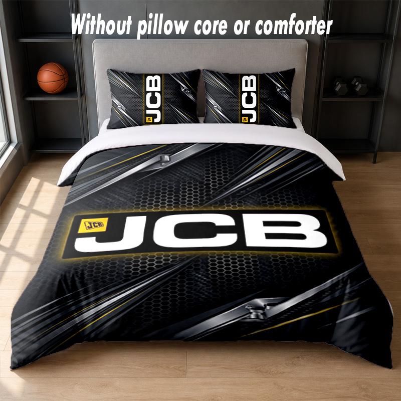 JCB Design Bed Bedding Set 1 Duvet Cover + 2 Pillowcases Soft Breathable Household Bed Linens