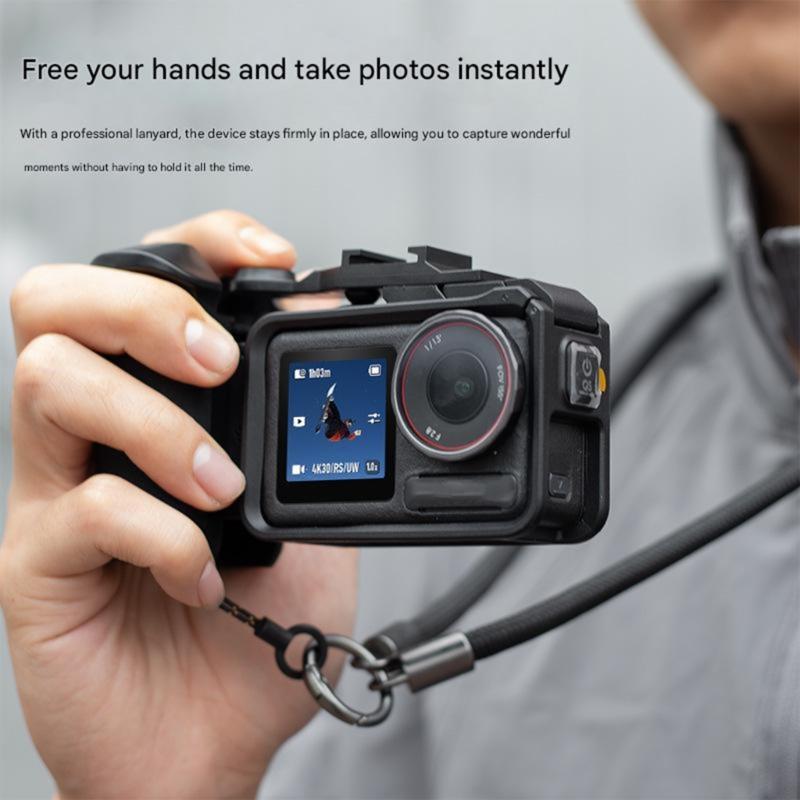 Poignée Portable pour Caméra d'Action avec Filetage 1/4 et Poignée Confortable en Silicone avec Bouton Déclencheur Support Étendu Pour Vidéo Blogging