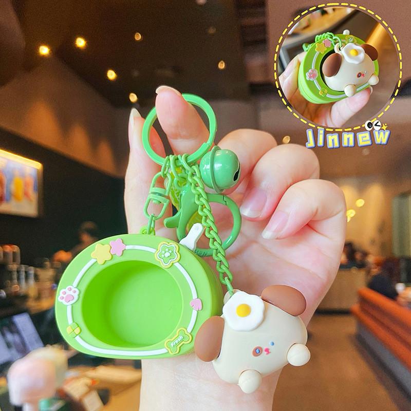 Resin Puff Playful Dog Keychain Colorful Cartoon Style Cute Key Ring Decorative Charm