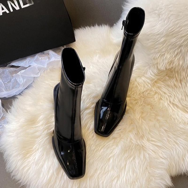 Модные женские ботильоны на высоком каблуке замшевые модные на толстом каблуке для платья роскошные зимние короткие ботинки 2025 дизайнерские туфли-лодочки ботинки для женщин 39 4980₽