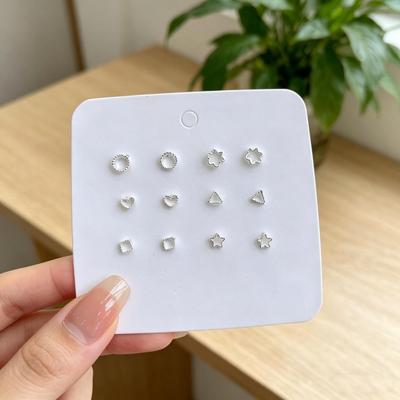 Minimalist Hollow Geometric Earring Set for Women – Versatile Ear Cartilage Studs for Daily Commute and Students