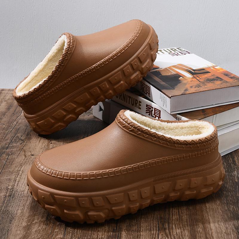 Women's Furry Cotton Heel Slippers: Non-Slip, Height-Enhancing, Warm Velvet for Autumn/Winter 2024