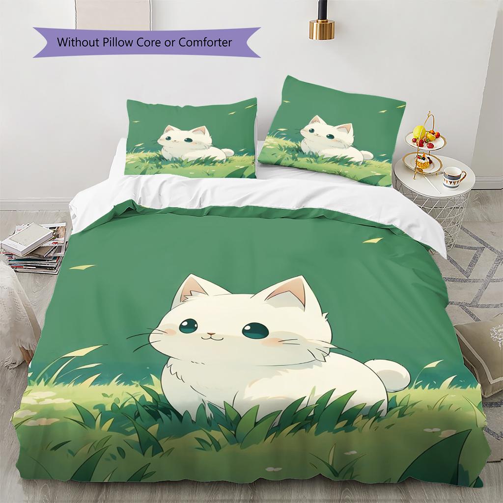Set cu cuvertură și fețe de pernă cu model de desene animate Decorare casă Cadou de ziua de naștere (1 * husă de pilotă + 2 * fețe de pernă, fără miez)