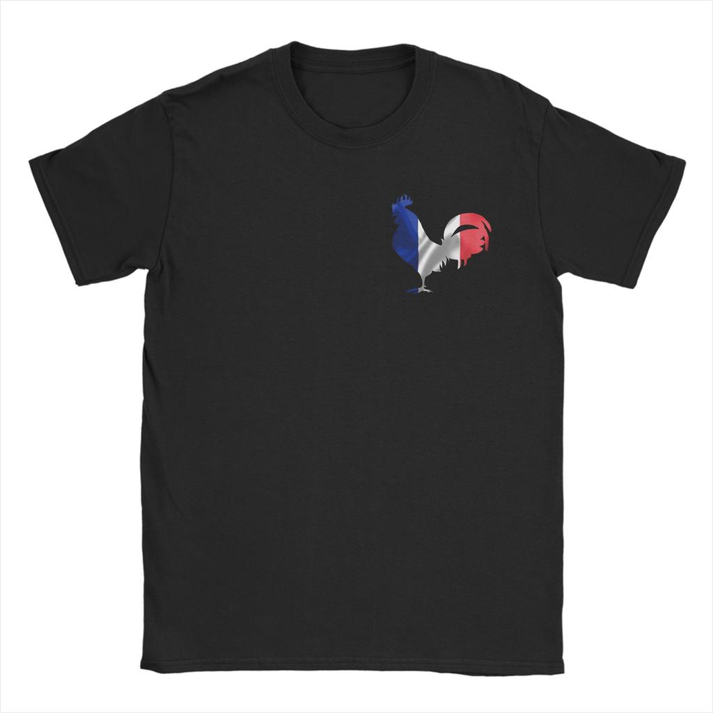 French Rooster France Flag  TShirts for Unisex  Novelty 100 Cotton Tees Round Collar Short Sleeve T Shirts Big Size Tops
