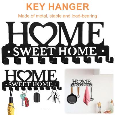 Wall Mounted Sweet Home Decorative Key Holder with 10 Hooks Key Wall Hook Creative Key Holder for Front Door Kitchen Bathroom