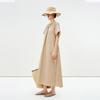 LESS 2025 Summer Cotton Short Sleeve Long Dress