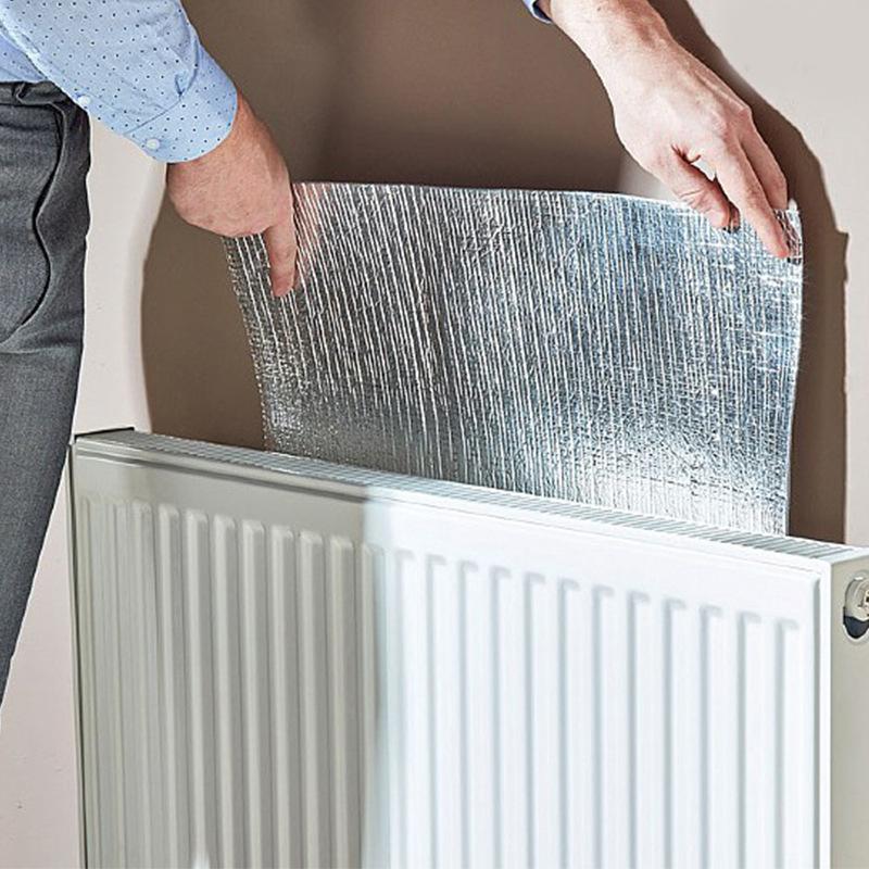 Radiator Heat Reflector Back Foil Heat Reflective Length 5M Heat Energy Saving Film Pad Aluminum Film with Sticker Heat 50Cm*5M