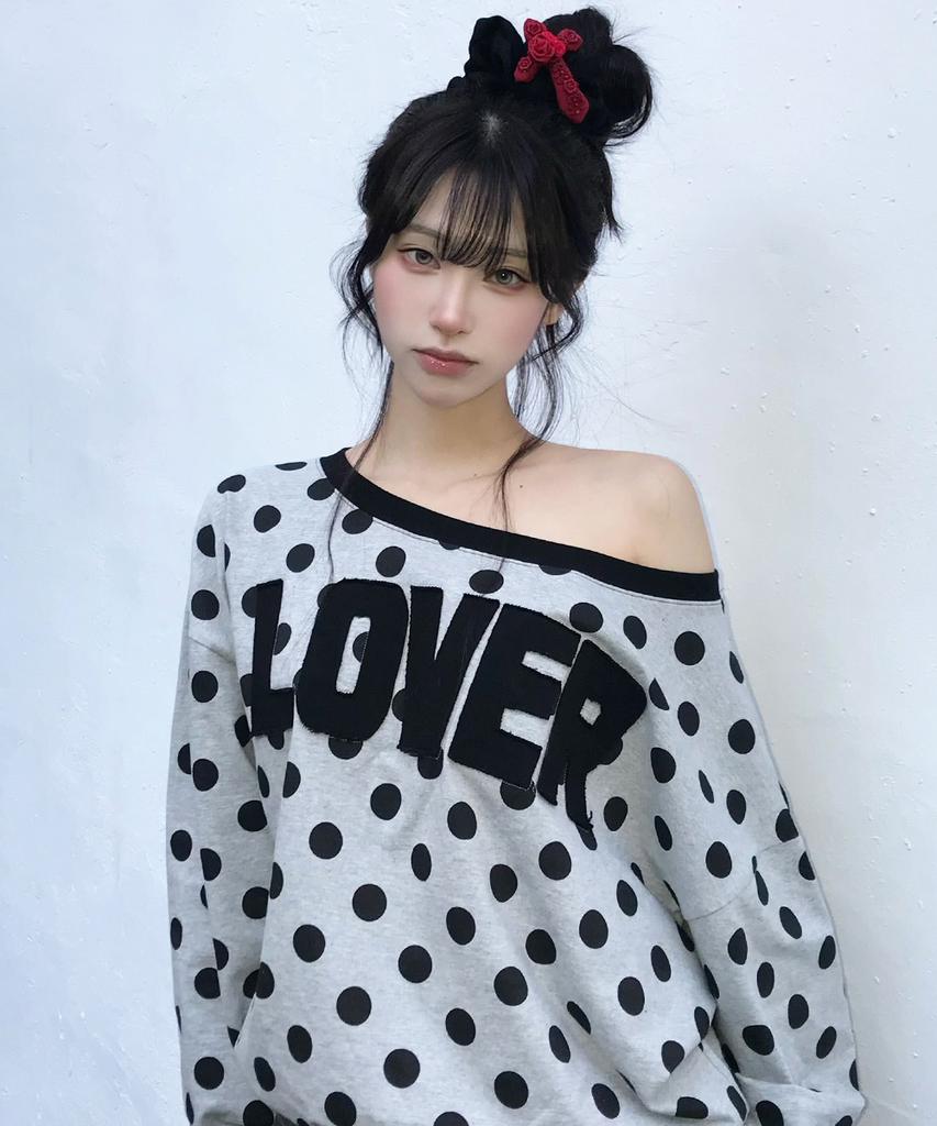 LUVISTRUE El Dot Lover One-Shoulder Tee(Gray)
