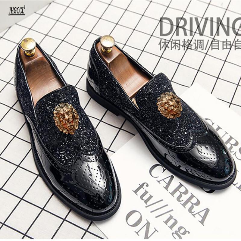 Fashion Gold Casual shoes Fashion shoes Bright small leather shoes Plus size dress shoes Sequin dress shoes A1