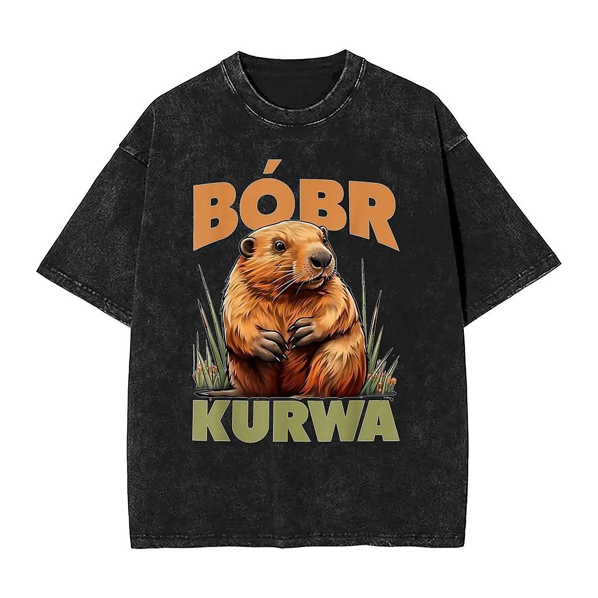 Man Women T Shirt Bobr Kurwa Washed T Shirts Fashion beaver memes Summer Tees Street Style Custom Logo Casual Tops Birthday Gift S разноцветный