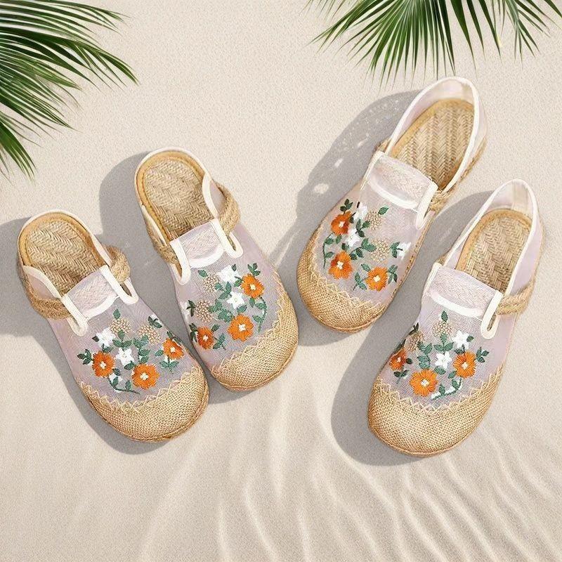 Customized old Beijing cloth shoes summer women's trend comfortable versatile soft sole non-slip mesh one pedal lazy fisherman shoes