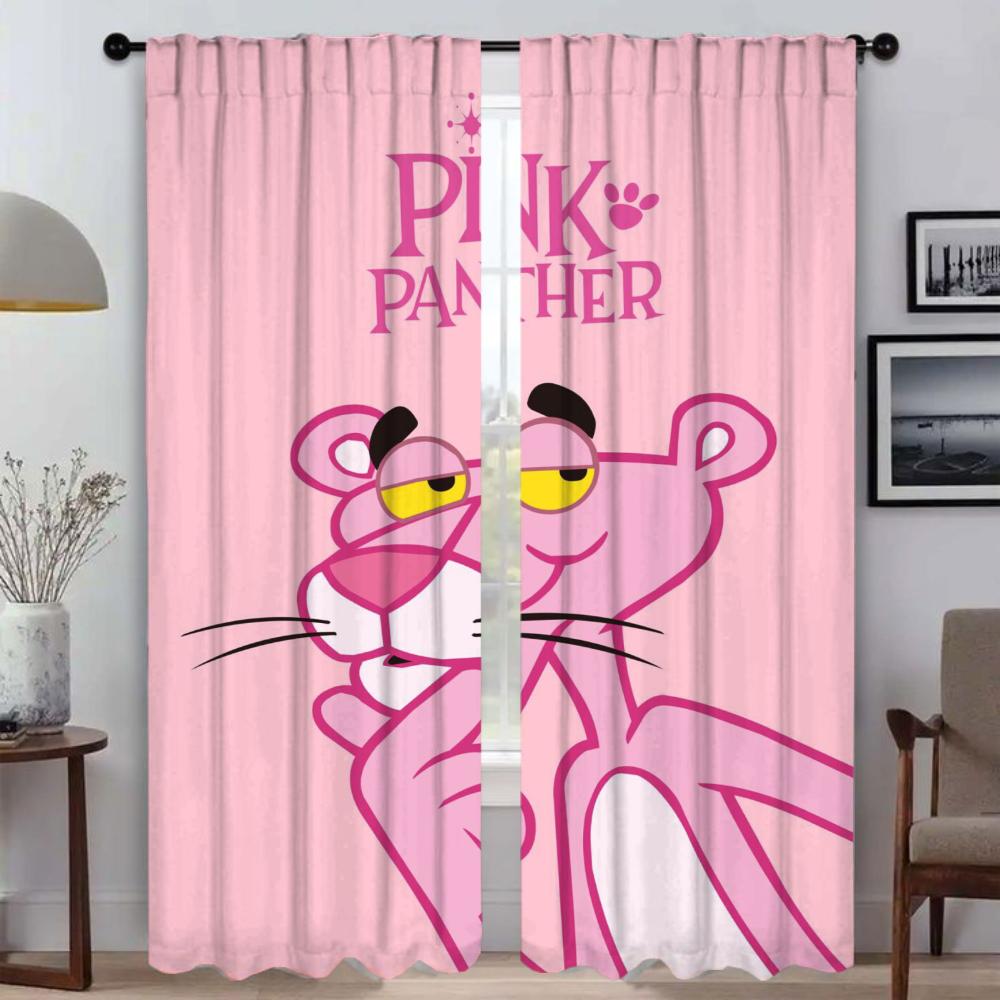 Pink Panther Elegant Room Curtains for Camera Partition Window Curtain for Room 2 Panel Halloween Decoration Shades Living Child