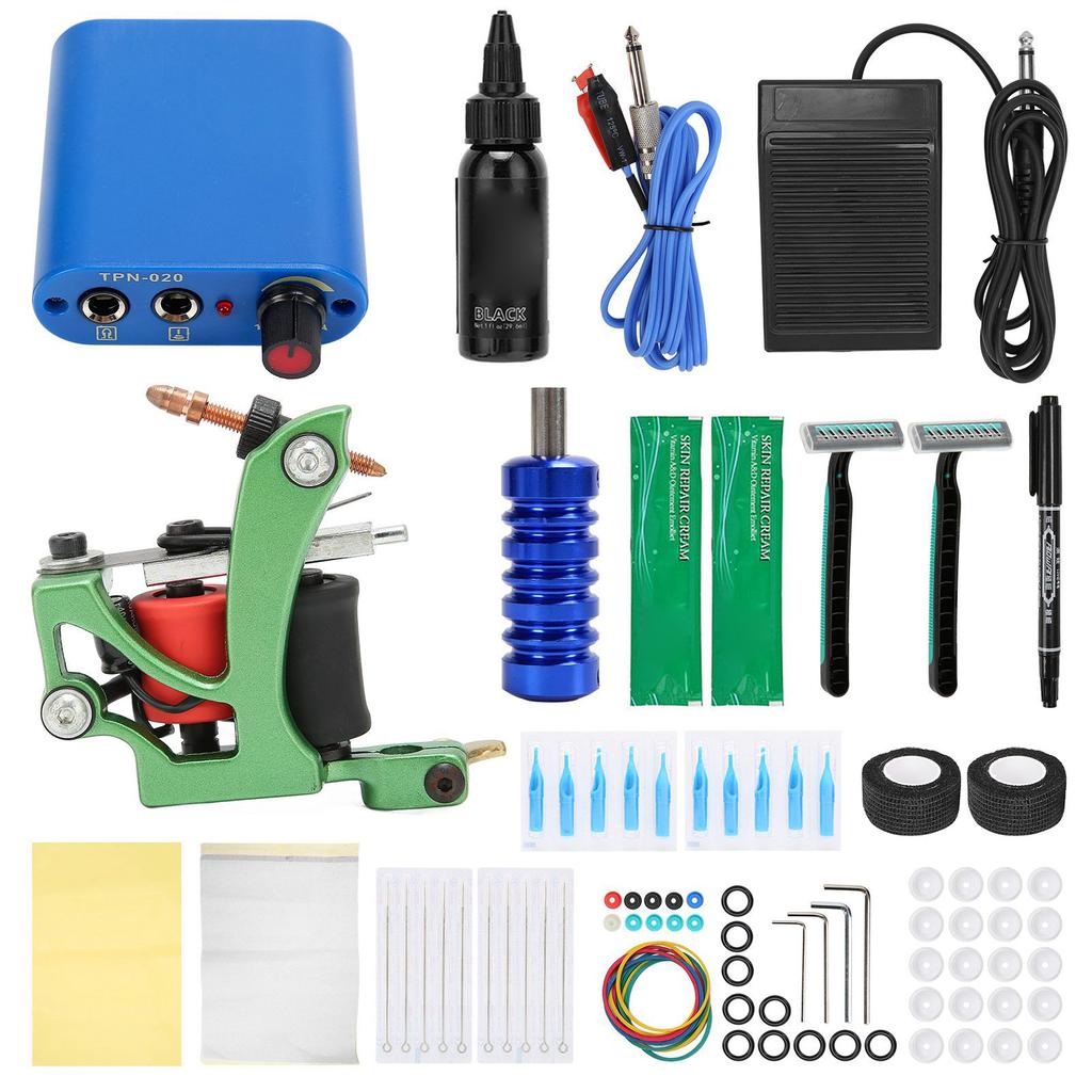 Complete Tattoo Machine Kit Professional Tattoo Coils Machine Tattoo Clip Cord Pedal Supply