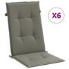High Back Seat Cushions 6 Pcs Dark Grey Melange 120x50x4 Cm Fabric