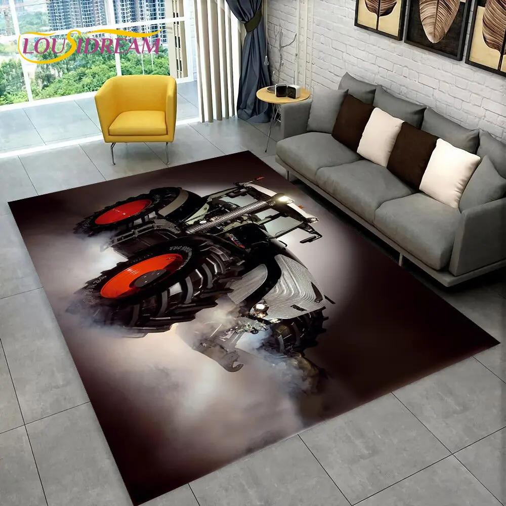 Truck Car Tractor Series Pattern Area Rug,Carpet Rug for Home Living Room Bedroom Sofa Doormat Decor,kids Non-slip Floor Mat 3D