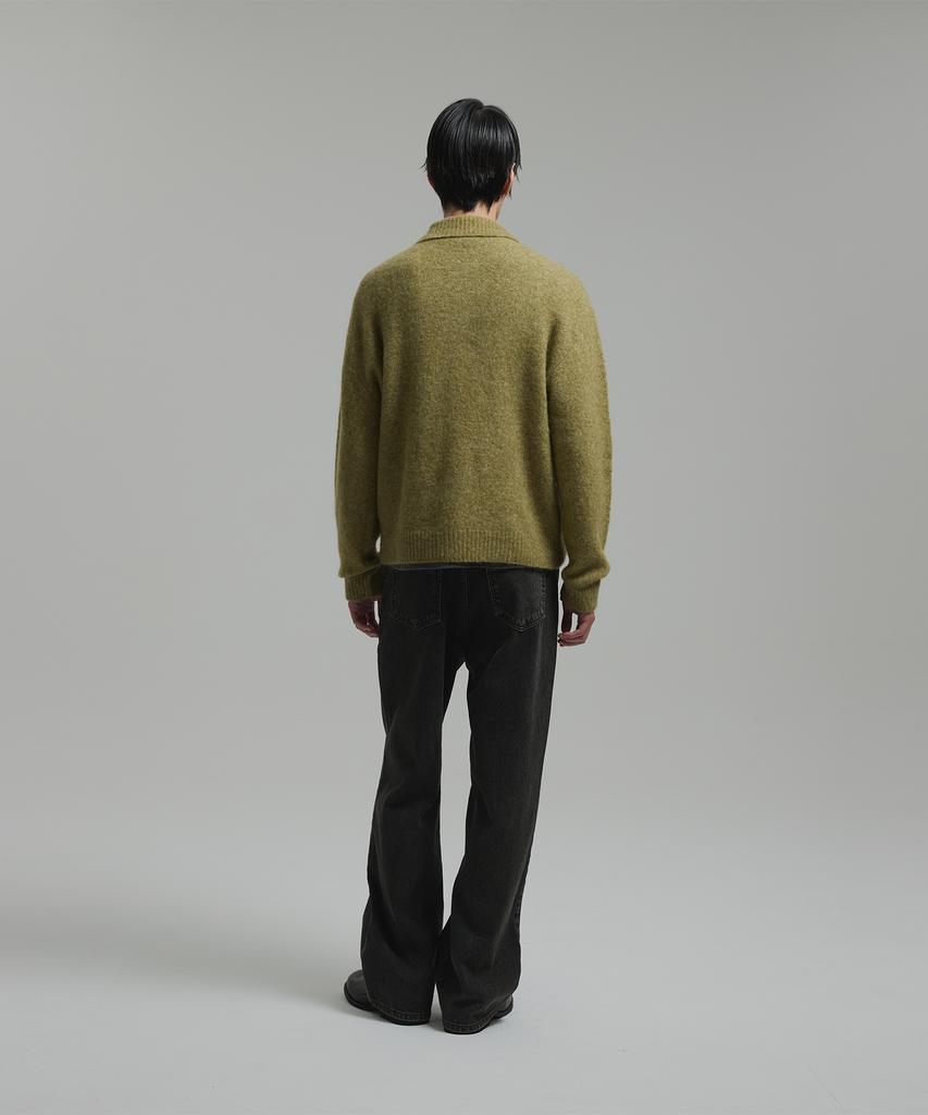NONBLANK Mohair Crop Collar Knit_Khaki