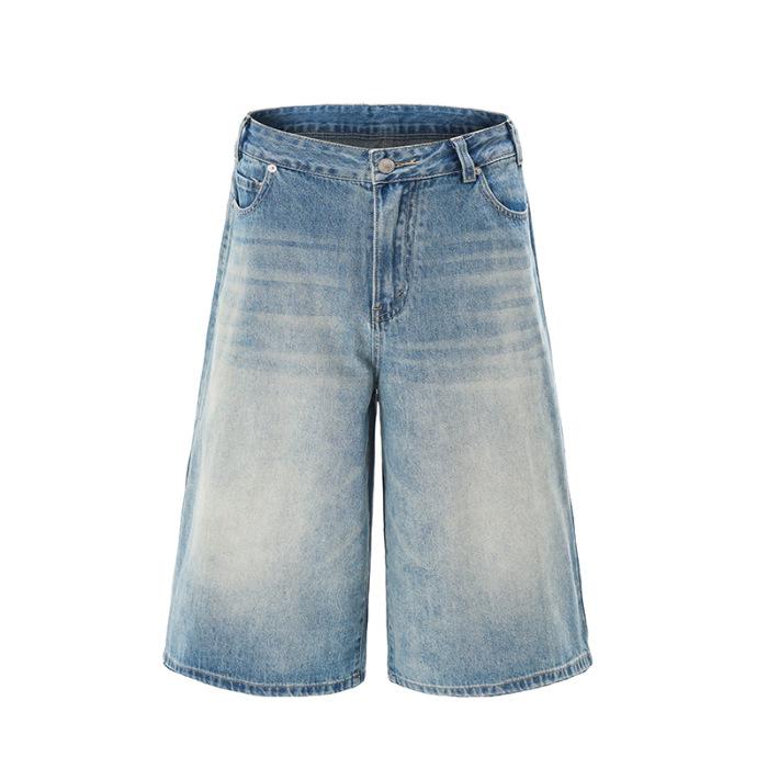 

New American Loose Straight-leg Jeans Men s Wide-leg Shorts S