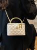 Argyle Chain Box Bag: Women's Stylish Korean Shoulder & Crossbody Handbag
