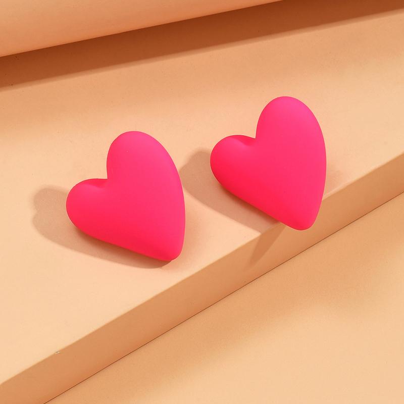 Koean Fashion Candy Color Acrylic Love Eardrop Simple Design Geometric Heart Party Jewelry Earrings Ear Studs All-match EarStuds