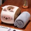 Cute Matcha Chocolate Dessert Cat Design Sleep Cushion And Blanket Set For Nap