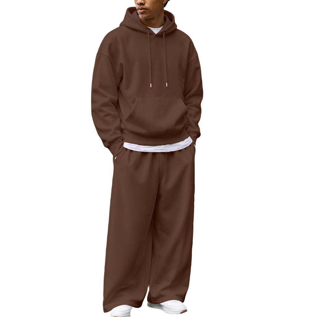 Ensemble sweat à capuche zippé et pantalon de jogging d'hiver pour homme - Tenue décontractée par temps froid