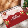 Festive Red Non-slip Absorbent Door Mat - Christmas Crystal Velvet