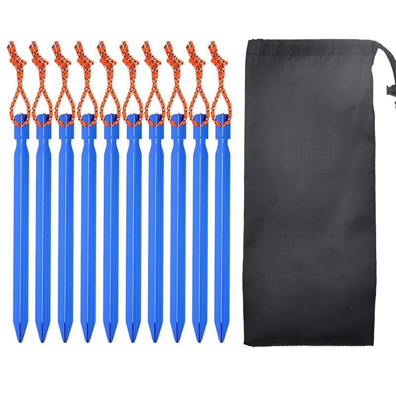 Ultra-light Aluminum Camping Tarp Set: Tent Stakes, Windproof Rope & Buckles, 18cm Triangular Ground Stakes