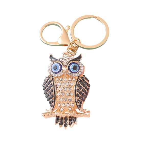 Keychain Pendant 3D Cartoon Owl Design Sparkling Rhinestones Inlaid Enamel Wings Key Chain with Lobster Clasp Key Ring Bags Accessories