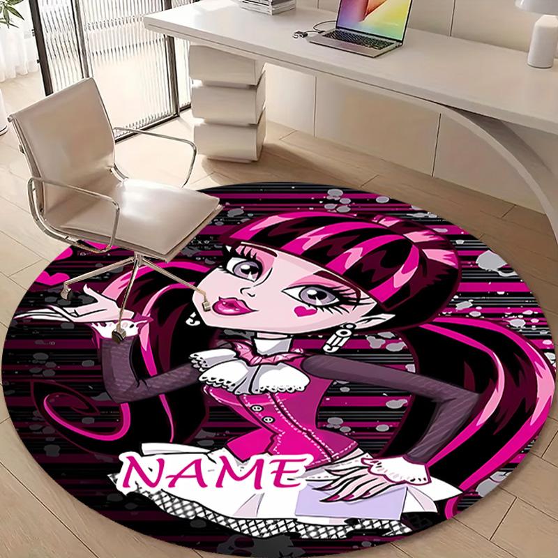 Personalized M-Monster High Draculaura Round Chair Office Rug - Perfect for Mat, Office Chair & More - Ideal Gift for Birthdays and Holidays