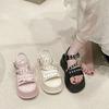 Fairy Wind Thick-soled Muffin Buckle Sandals Women Wear Popular Summer New Slope Heel Beaded Muffin Bottom Cool Slippers