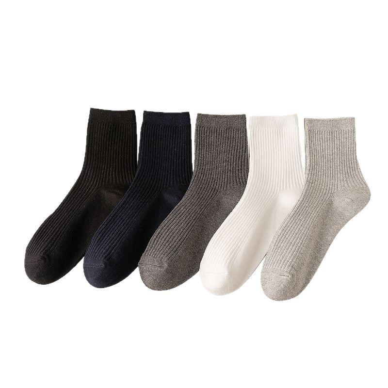 Men's Mid-calf Socks, Spring and Autumn Sports Anti-odor Long Calf Socks, Four Seasons Thin Double-needle Classic Long Socks