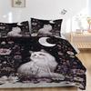 3pcs Starry Sky and White Cat Printed Duvet Cover Set (1 * Cover+2 * Pillowcase, Without Core), Suitable for Home Bedroom, Guest Room, Dormitory